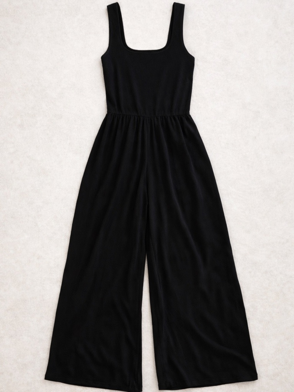 Theory Black Wide Leg Jumpsuit Ribbed Tank Top Flowy Minimalist Size L